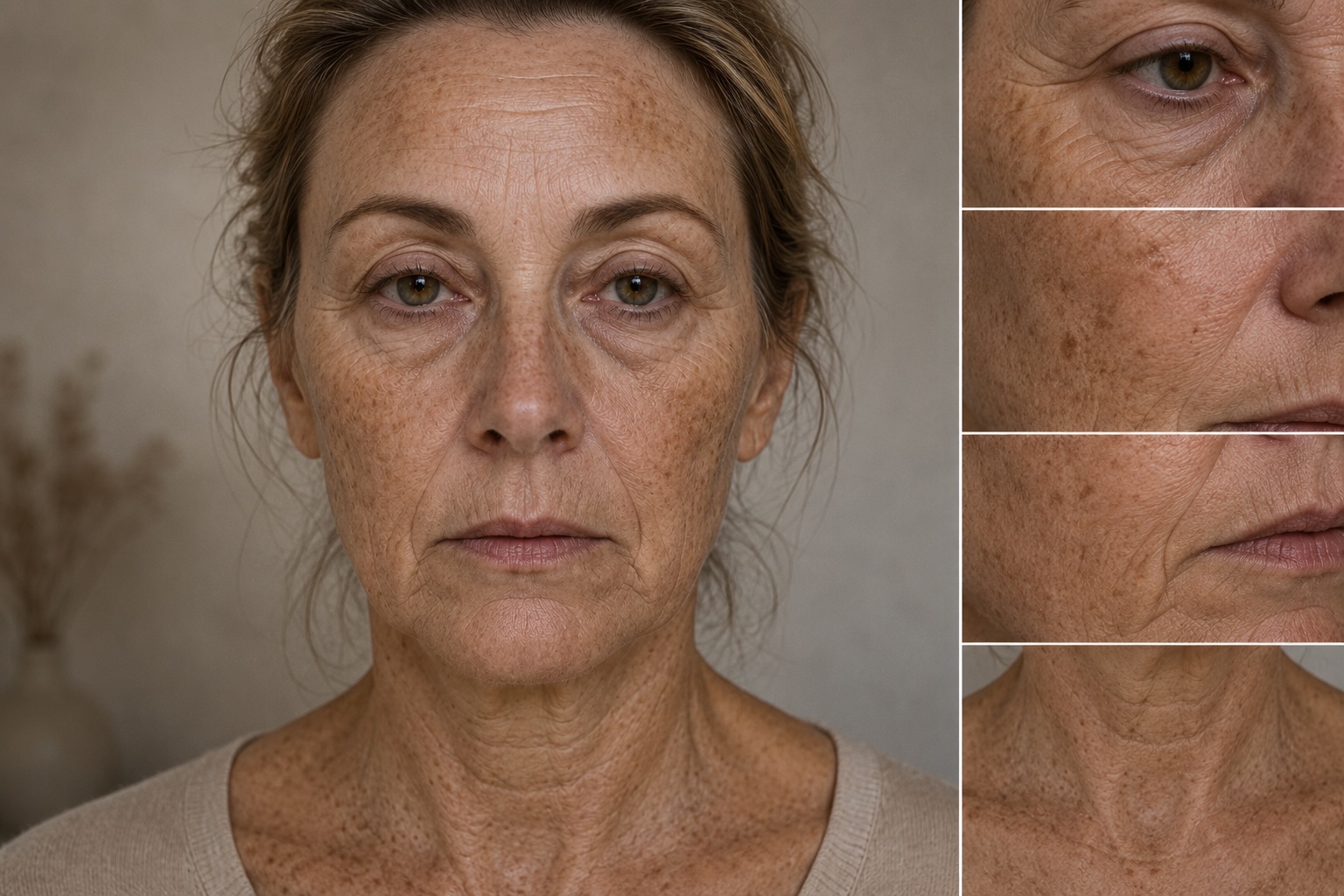 Sonnengeschädigte Haut und Lichtschäden vor dermatologischer Skin Rejuvenation Sonnengeschädigte Haut und Lichtschäden vor dermatologischer Skin Rejuvenation