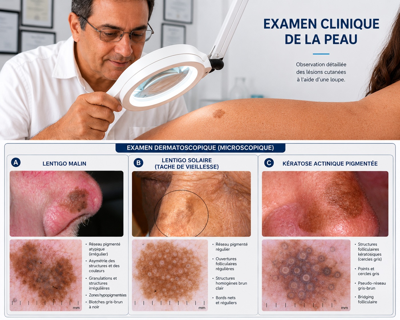 Dermatologische Abgrenzung von Altersflecken und Melanom vor der Behandlung