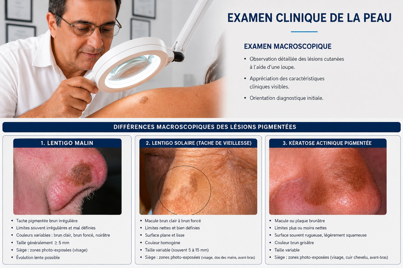 Unterscheidung von Altersflecken und Melanom bei dermatologischer Untersuchung