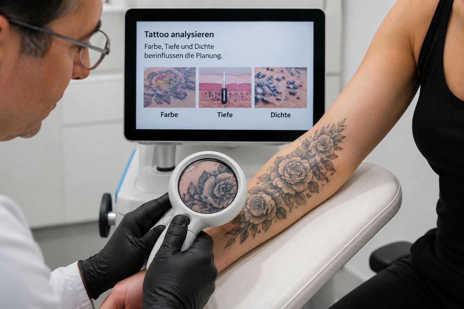 Tattoo analysieren vor der Laserbehandlung in Hanau