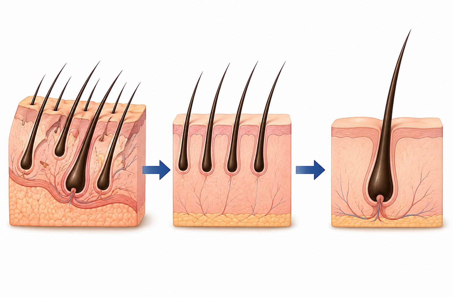 Vergleich von ausgedünnten und regenerierenden Haarfollikeln