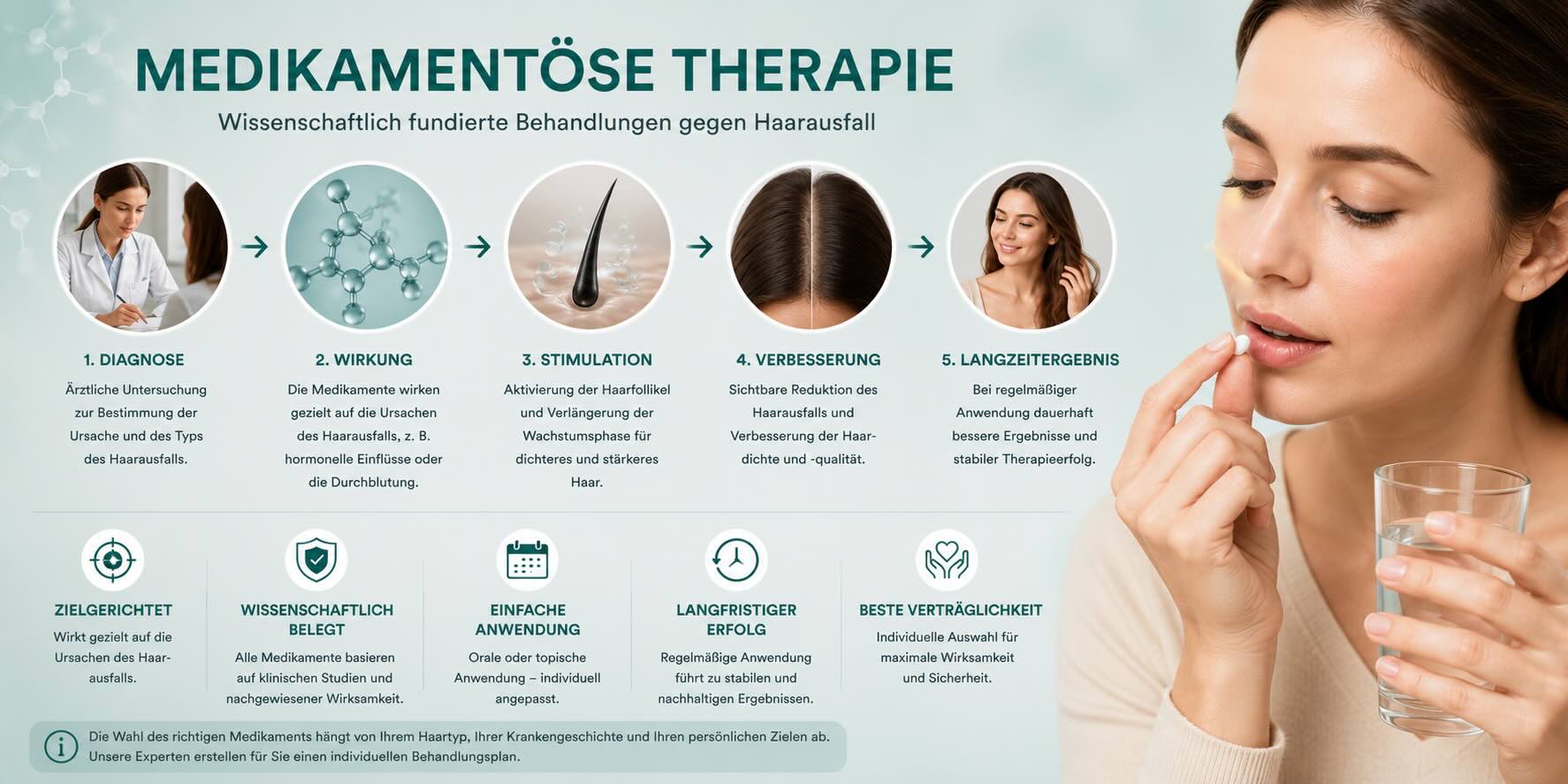 Medikamentöse Therapie bei Haarausfall nach ärztlicher Diagnose