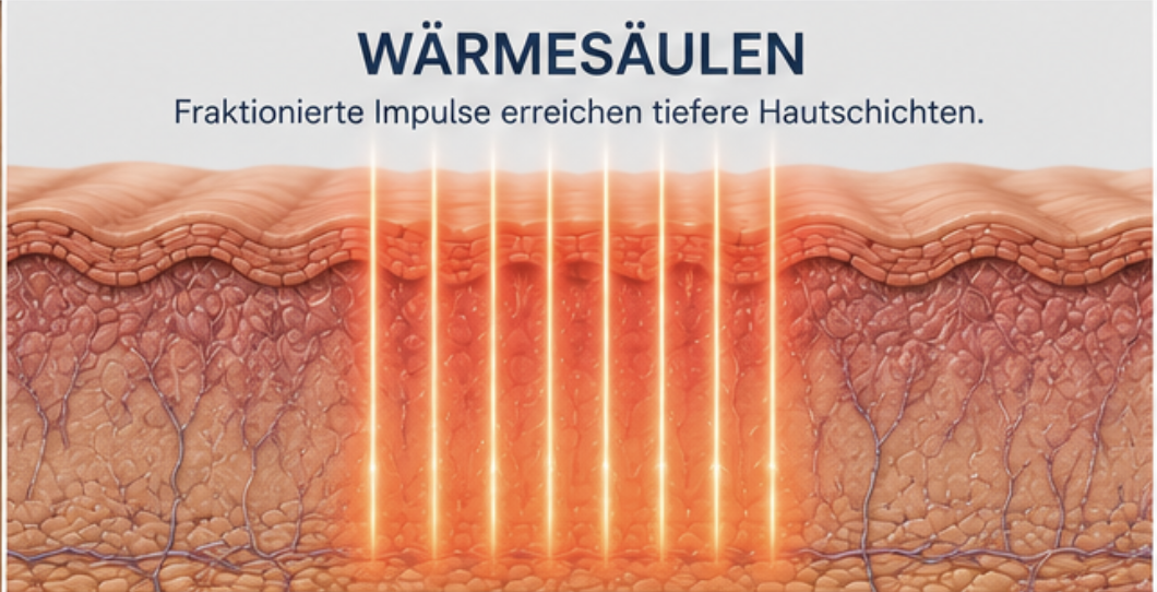 Wärmesäulen des fraktionierten Frax 1550 Lasers bei Aknenarben